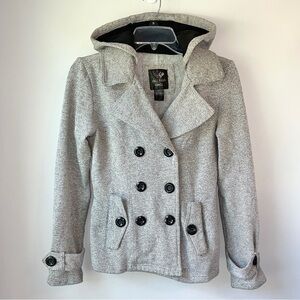 Full Tilt Grey Hooded Pea Coat